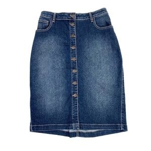 PERFECT Denim Button Front Pencil Skirt Upcycled